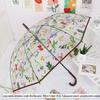 Japonský lesní styl průhledný deštník s třešňovými květy s klenutou dlouhou rukojetí pro studenty