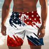 Bañador Patriótico de Diseñador para Hombre, Estampado de Bandera de EE. UU., Board Shorts de Cintura Media con Cordón para Primavera y Verano