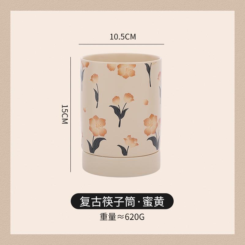 Vintage Ceramic Chopstick Holder Household Chopstick Storage Box with Draining Water Chopstick Spoon Holder Kitchens Accessories