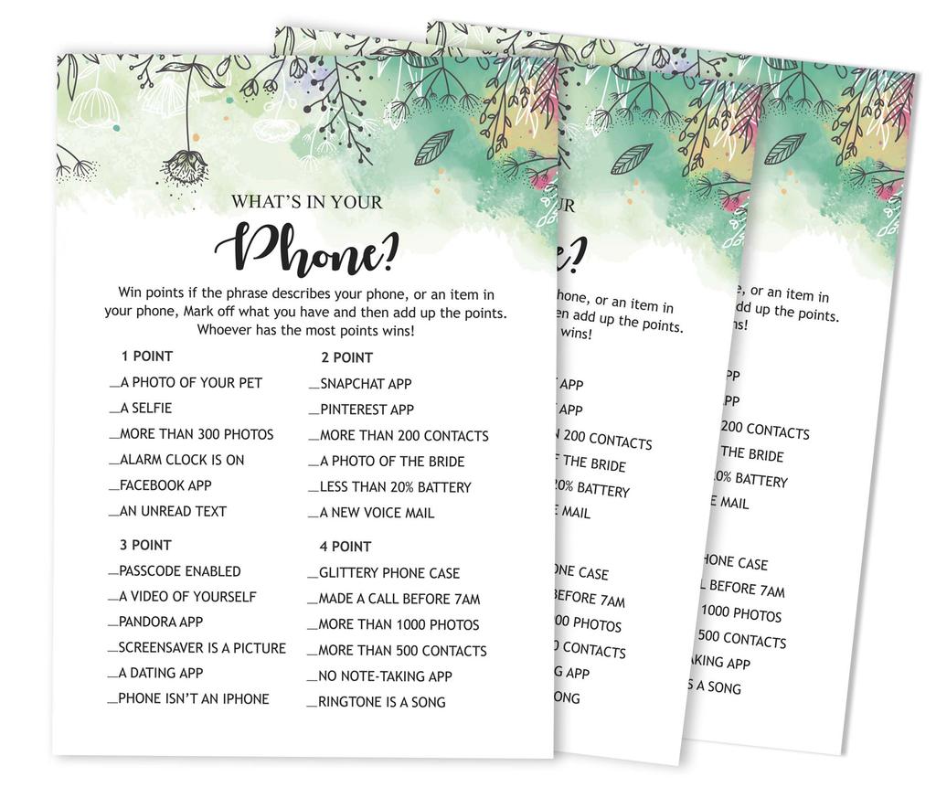 Inkdotpot Bridal Wedding Shower Bachelorette Party Bulk Blank Square Fill In Gift Ideas 50A  Greenery