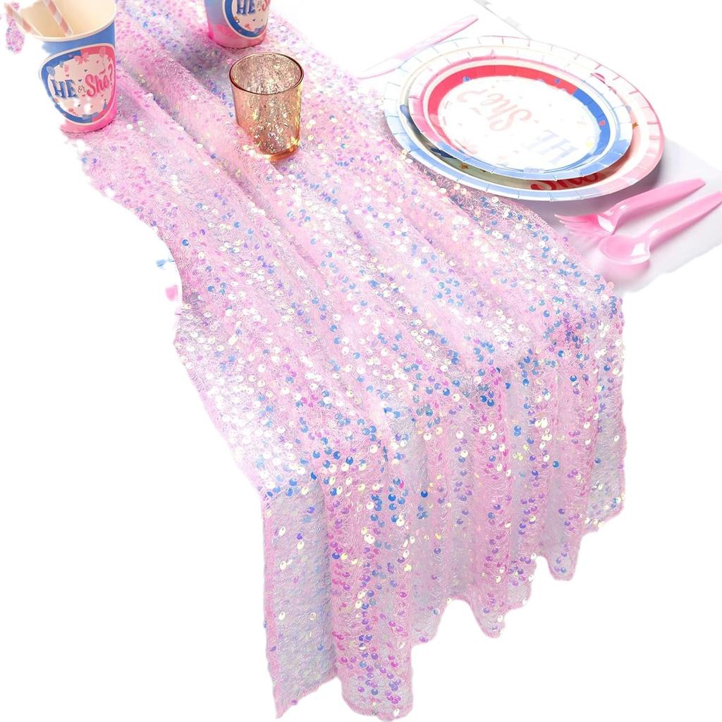 Popular Mermaid Glitter Sequin tablecloth Table Runner Girls Birthday Party Wedding Holiday Decoration Table Cloth