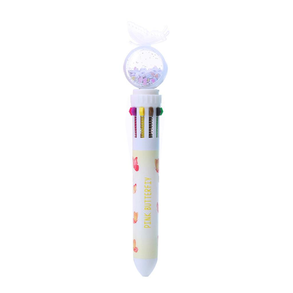 Multicolored Pen Cartoon Ballpoint Pen 10 Color-in-1 Writing Pen Write Smoothly for Student Adult Writing Journaling
