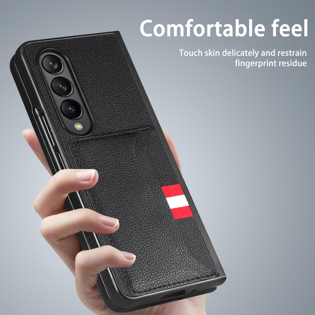 Non -Slip Phone Accessories Leather Case For Samsung Galaxy Z Fold 4 5g Fold3 Fold2 Fold4 Fold 3 2 Card Pocket Folding Cover