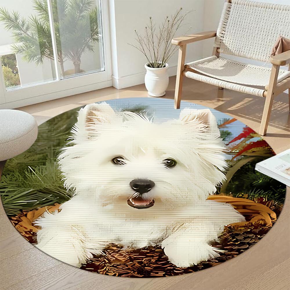 Dog Round Floor Mat Perfect for Living Rooms Dormitory Entryway Playrooms Antislip Round Carpet Anime Office Decor Perfect Gift for Friends Family