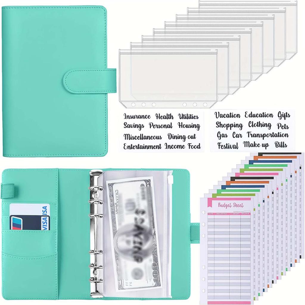 A6 Binder, Hand Account Book, Patterned Notebook, Leather PU Loose Leaf Notebook, Cash Loose Leaf Bag, Budget Card Notebook