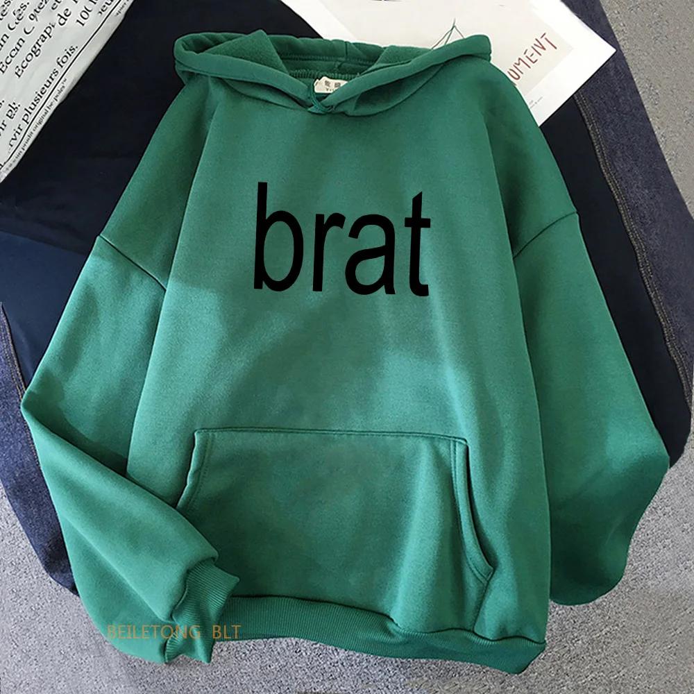 Charli XCX Brat Green Hoodies 2024 Album Graphic Printing Sweatshirts Streetwear Roupas Femininas Long Sleeve Women Sudaderas