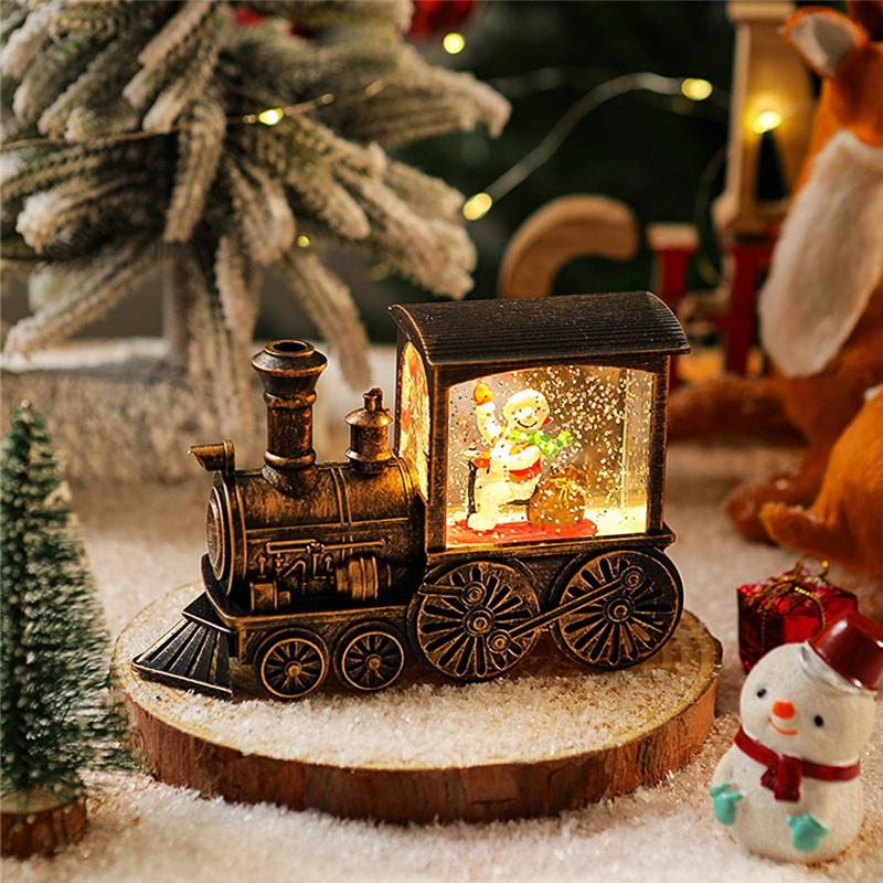 M-Modern-Christmas Crystal Ball Ornaments LED Night Lights Train Merry Christmas Decoration