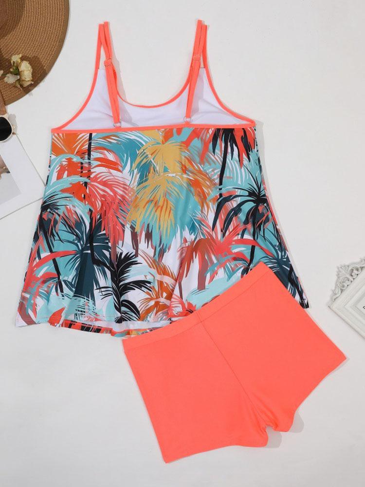 2025 Sexy Print 2 Piece Plus Size Tankini Women Strapped Hollow Curvy Swimsuit Brazilian Beach Lady Big Bathing Suit