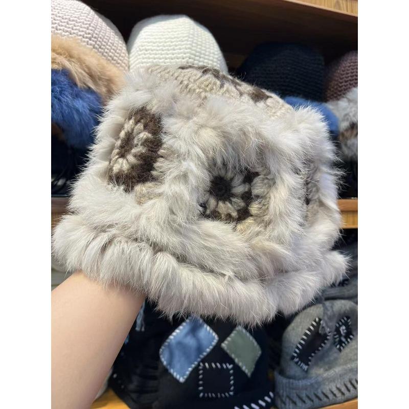 Rabbit Fur Lion Hat National Fashion Wool Hat Women's Winter Cute Plush Fisherman Hat  Plush Knitted Hat Tiger Head Hat Trendy