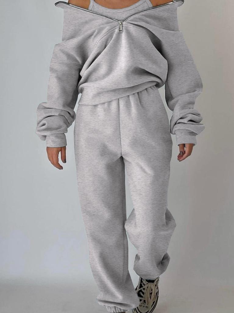 New Autumn Women's Fashion Fleece Casual Sports Outfit Set