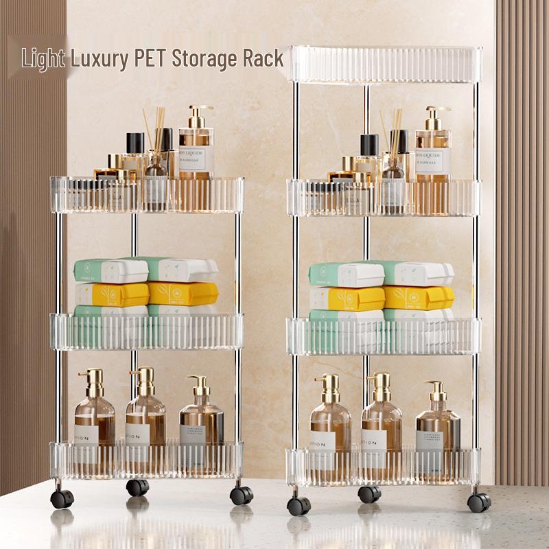 Bathroom Rolling Storage Rack: 2 To 4-Layer Multi-Tier Movable Organizer for Toilet and Washbasin Areas