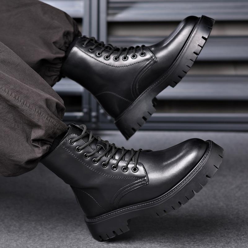 Fashion New Casual Leather Boots Men Stylish Male Comfortable Ankle Boots Outdoor Luxe for Men Boots All-match Classic Walking Shoes