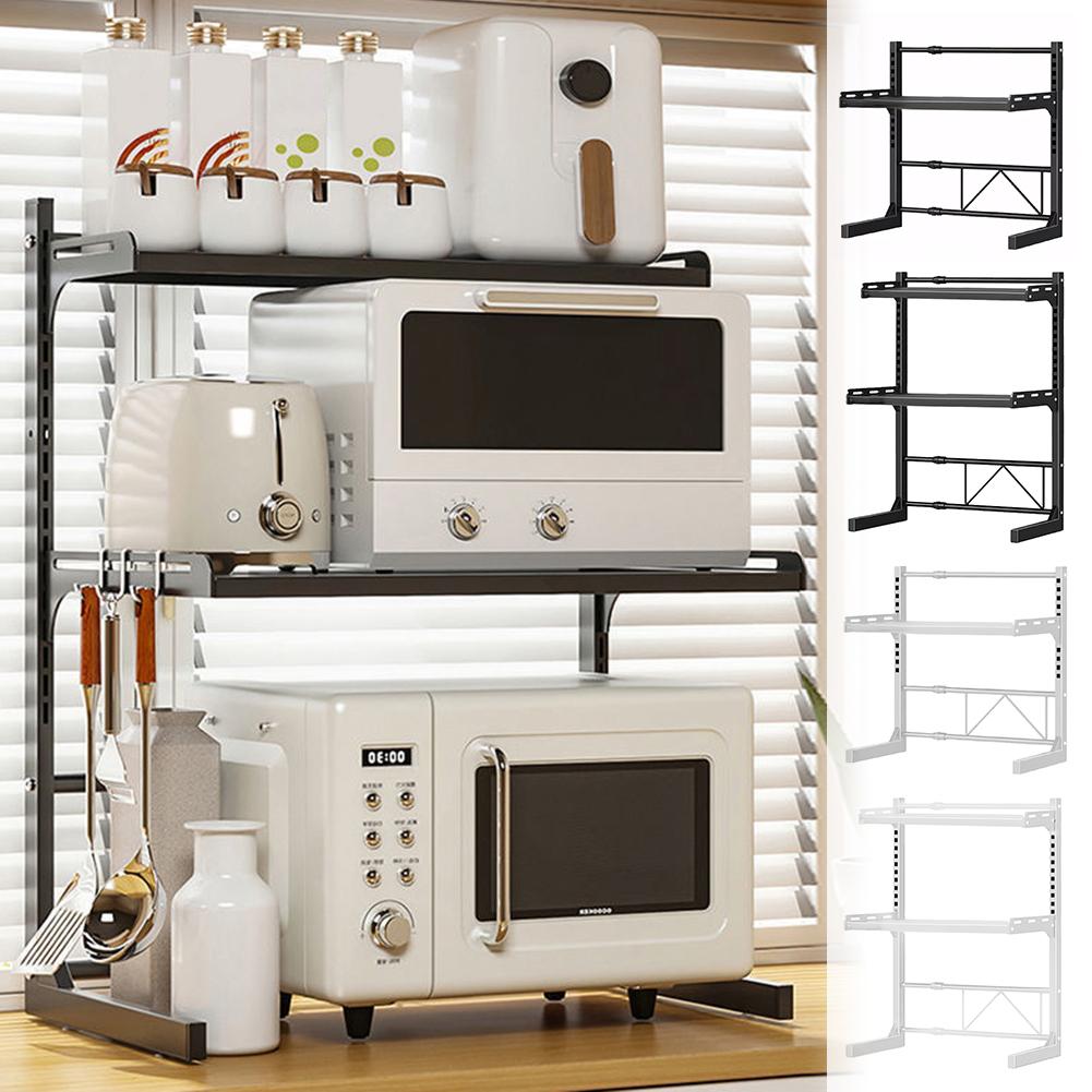 2/3 Tier Expandable Microwave Rack Heavy Duty Extendable Microwave Stand Height Adjustable Microwave Oven Rack for Home Office