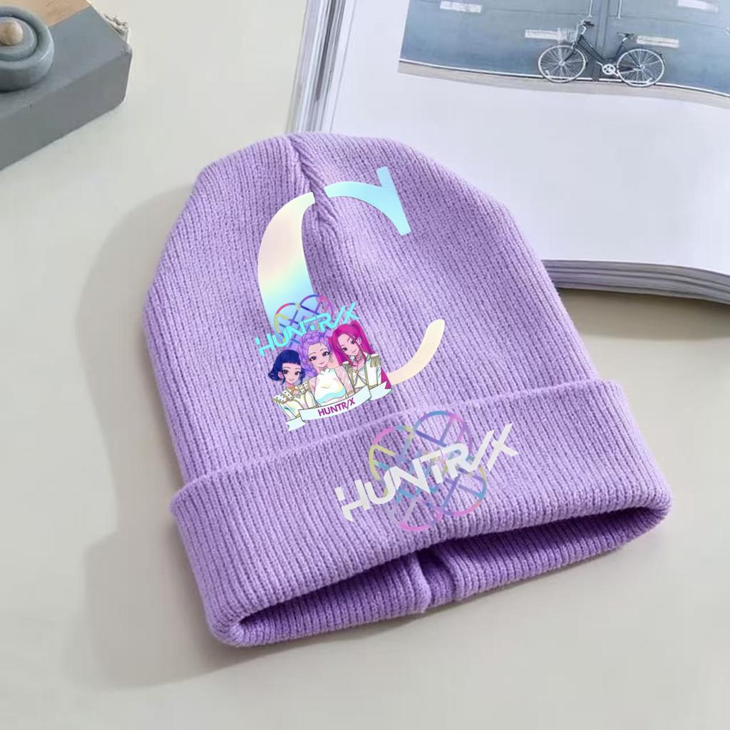 Kpop Dämonenjäger Kinder Strickmütze - A-Z Buchstabe/Anime Cartoon Beanie, Winterwarme Skullies für Kleinkind/Mädchen Geburtstagsgeschenk