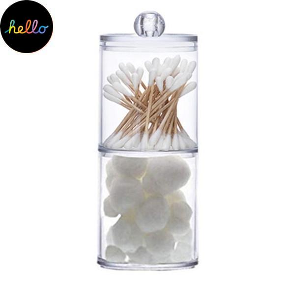 Multifunctional Round Receive Box Makeup Cotton Swab Storage Box Transparent Container Household Products Bathroom Desktop Combined