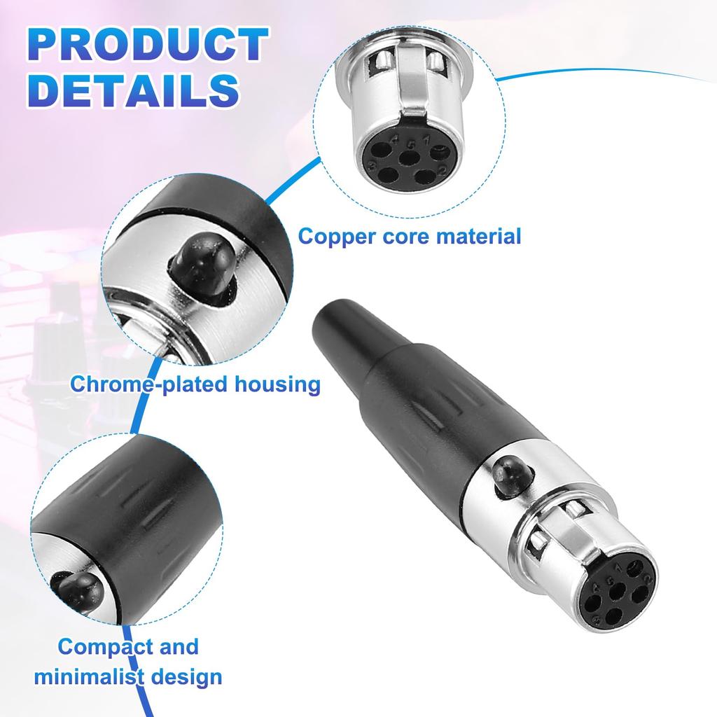 uxcell 4-Pack 5-Pin Female Mini XLR Connector TA4F Jack Adapter Plug Replacement Cable Terminal for Microphones, Audio Amplifiers, Mixers, Recording