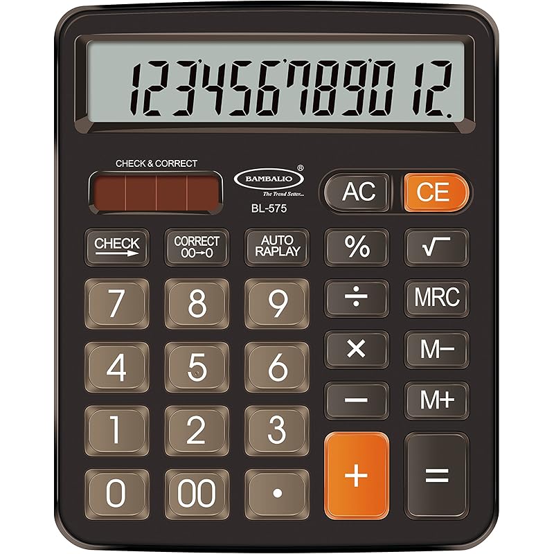Bambalio Bl-575 12 Digits Electronic Calculator With Diamond Cut Big Keys, 3 Years Warranty.