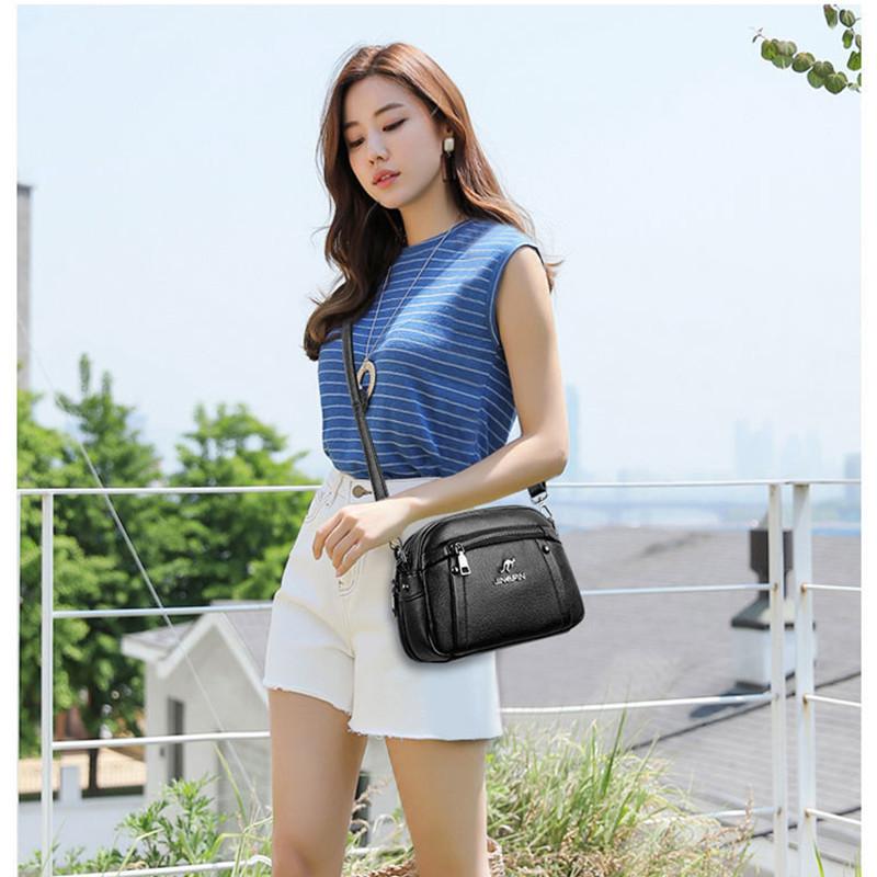 New Small Diagonal Straddle Bag Mom's Handbag Change Mobile Bag European and American Style Soft PU Leather Handbag