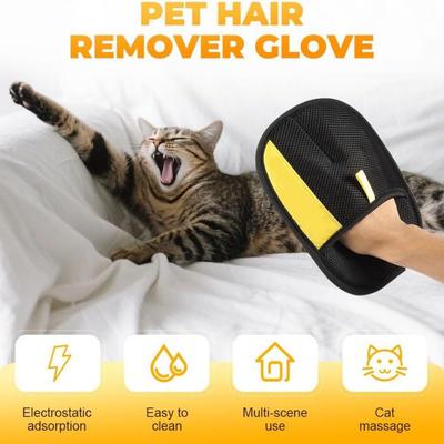 3PCS Double-sided Pet Grooming Gloves Soft Thickened Static Dedusting Brush Multi-functional Black Removing Gloves Clothes