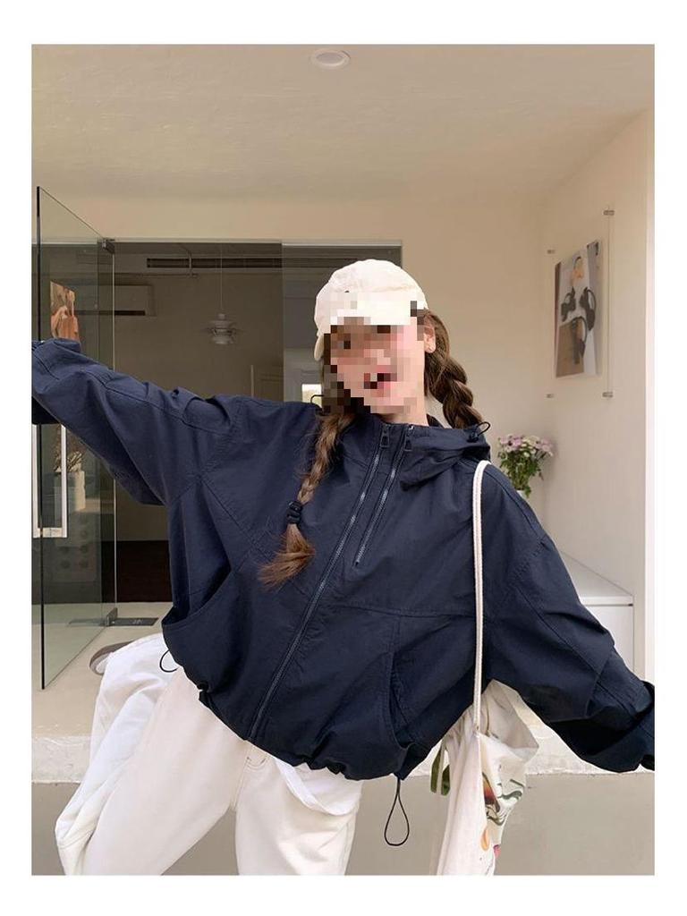 Trendy Petite Beige Women's Windbreaker - 2025 Spring Korean Style Jacket