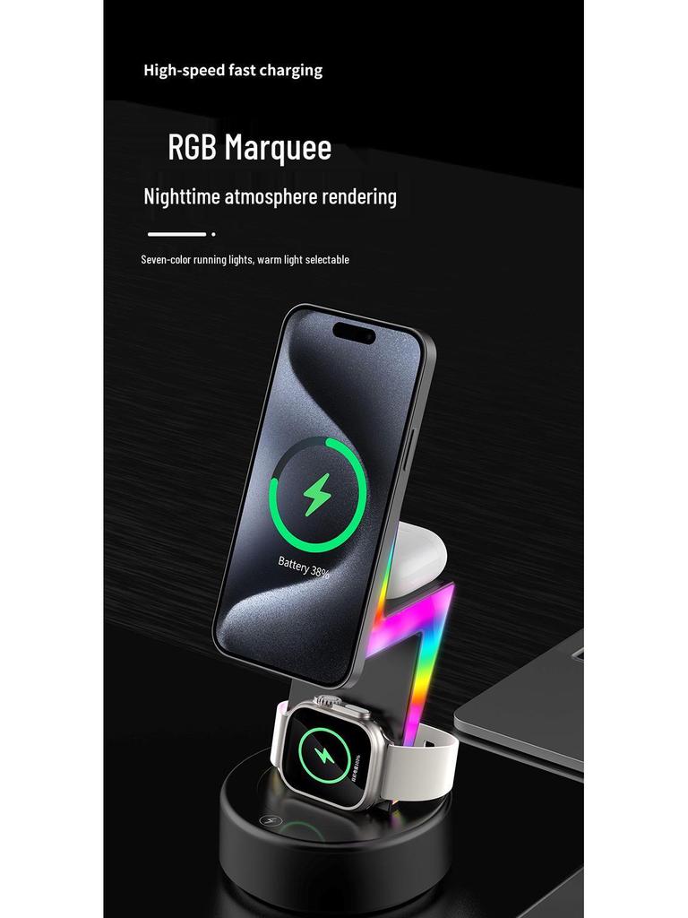 Apple Device Compatible 3-in-1 Wireless Charger for iPhone, Watch & Earbuds