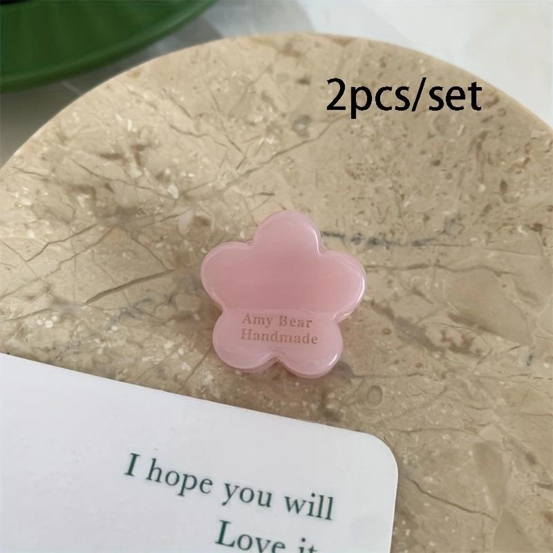 2pcs/set Cute Mini Acetate Heart Flower Geometric Hair Claw Plain Color Small Shark Clip Side Pins Women Hair Accessories