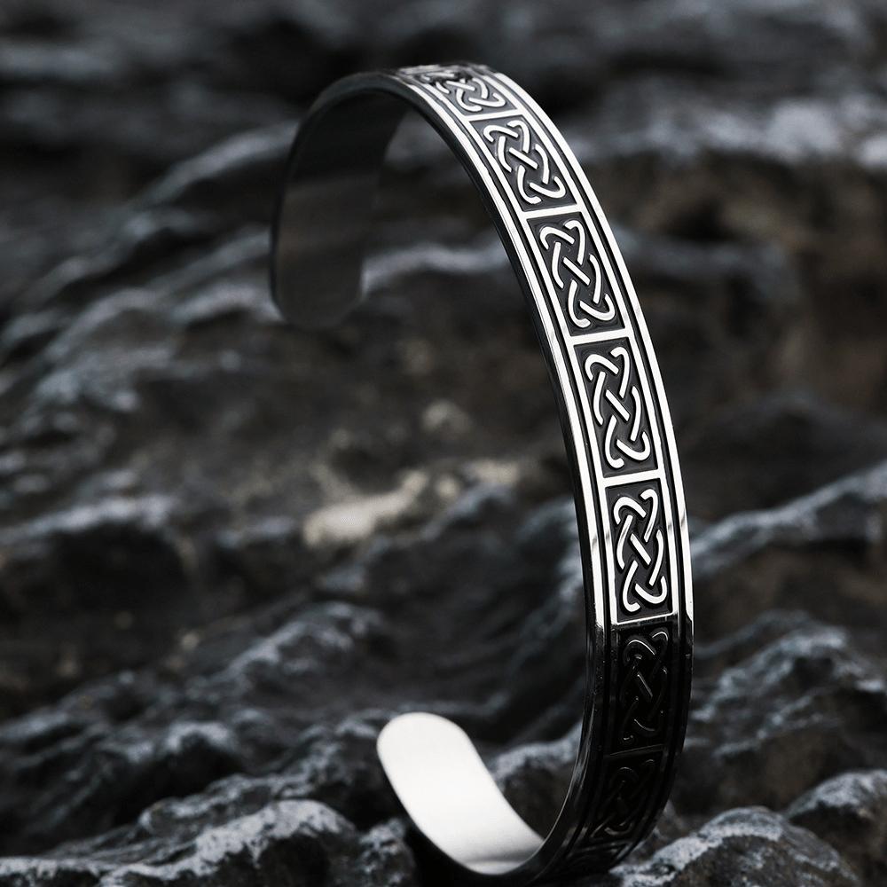 Viking Stainless Steel Bracelet, Viking Celtic Knot, C-shaped Bracelet, Polished Bracelet