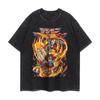Anime Digimon American Street Washable Short-sleeved T-shirts for Men and Women Cartoon Round-neck Loose Retro Couple Tops