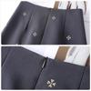 Spring/Summer 2026 Embroidered A-line Gray Skirt for Women - Sweet, Slimming High Waist, Hip-hugging Design