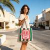 Womens Casual Daily Bag Striped Canvas Tote, Sardine Can Pattern, Reusable Shopping Bag, Foldable Heavy Duty Tote for Women Men Gym Beach Commuting