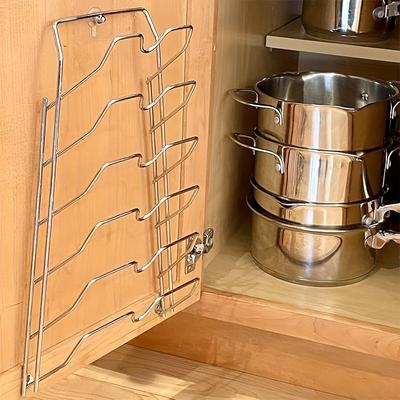 1 Edelstahl-Deckelhalter - Wandmontierter Pfannenhalter mit Haken - Multifunktionaler Aufbewahrungshalter mit Montagezubehör