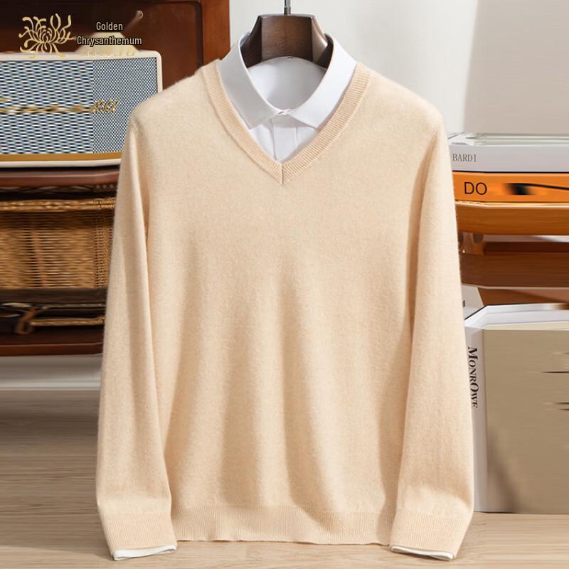 Maglione da uomo a V in misto lana e cashmere