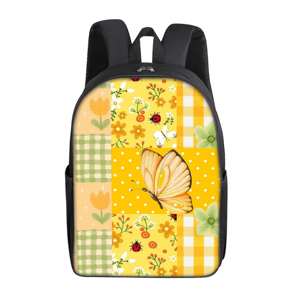 Zaino a Strato Singolo con Stampa Coccinella Fiore Fungo Stile Semplice per Bambini/Bambine Migliori Regali Cartoni Animati Piatto 2D Borse Scolastiche