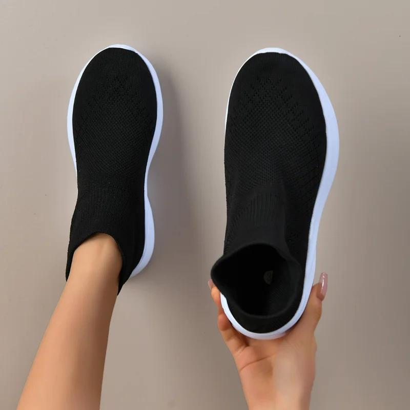 Fashion Women's Sneakers Flat Bottom Breathable High Quality Lightweight Socks Shoes Sleeve Mouth One Foot Stirrup Casual Shoes