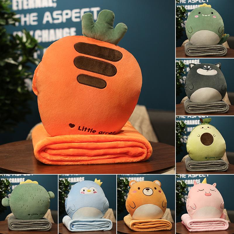 Animal 3-in-1 Cushion Blanket: Office Nap Pillow & Car Back Cushion with Blanket Cover