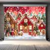 Christmas gingerbread house background photography,winter Merry Christmas tree background, Santa Claus birthday party decoration