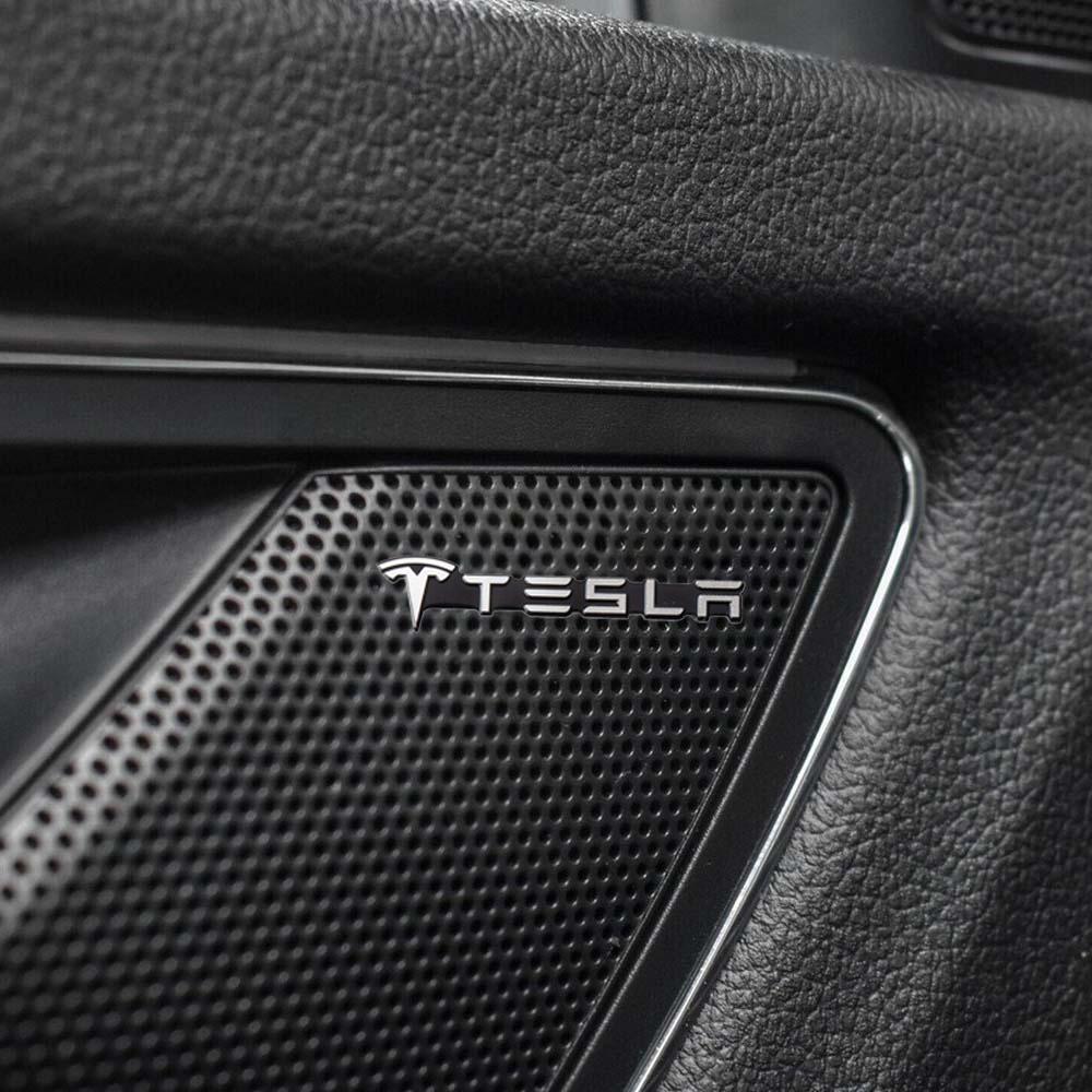2/4pcs Car Stying 3D Aluminum Audio Speaker Badge Stereo Emblem Sticker For Tesla Model 3 Model S Model X Model Y 2020 2021 2022