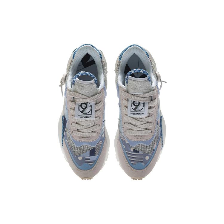 Li Ning Fangyuan Eternal Running Shoes Women's Low Top Light Gray Blue/White Sand Gray/Denim Blue AGCR058-8