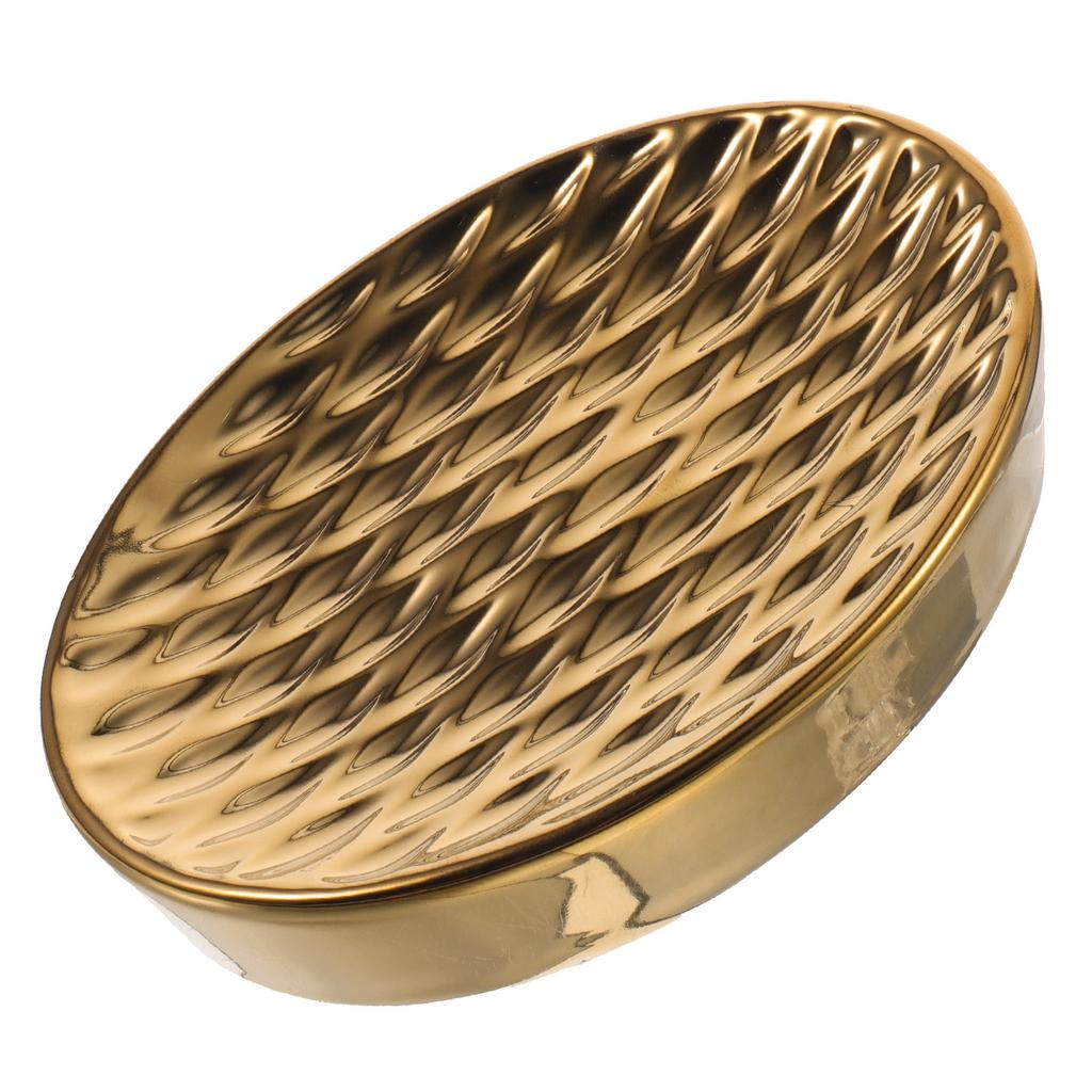 Ceramic Bar Soap Dish Gold Plated Finish Simple Elegant Design for Bathroom Sink Vanity Countertop Decorative Draining Soap