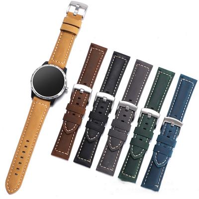 Watchband Genuine Leather Watchband Black Brown 20/22mm Watch Accessory Summer Decor Blue Green for Huawei WATCH3 GT3 Pro/Samsung S1