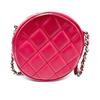 CHANEL CC Mark Round Chain Shoulder Bag Lambskin Leather pink
