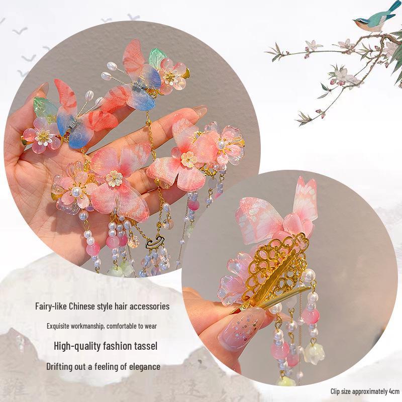 Children's Hanfu Headdress: Chinese Fairy Hair Clip & Tassel Princess Chain