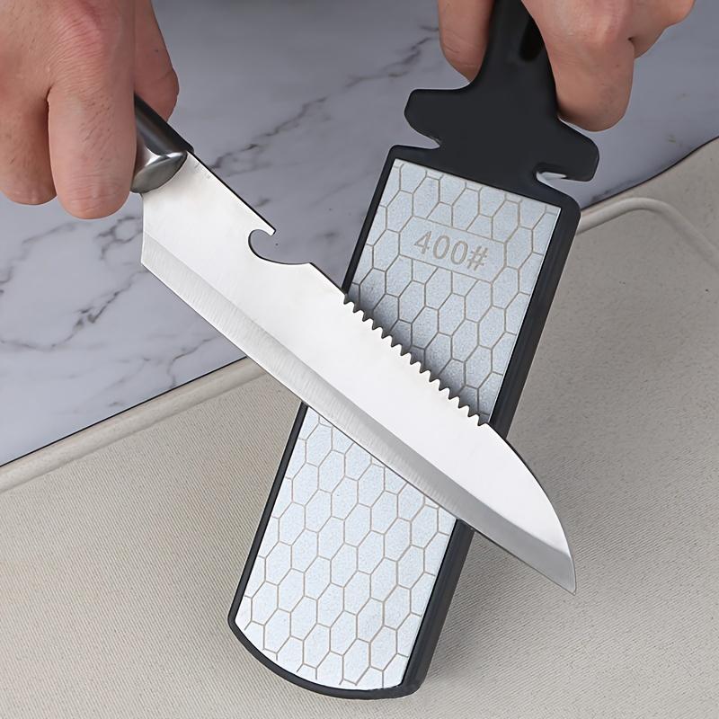 Diamond Knife Sharpener, 400 Grit Dual Sided Multi Functional Sharpening Stone, Medium Grit, Steel Material , Home Kitchen Tool