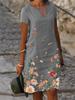Summer Elegant Women Dress Oversize Flower Printed V-neck Dresses Female Spring Beach Casual Loose Dress