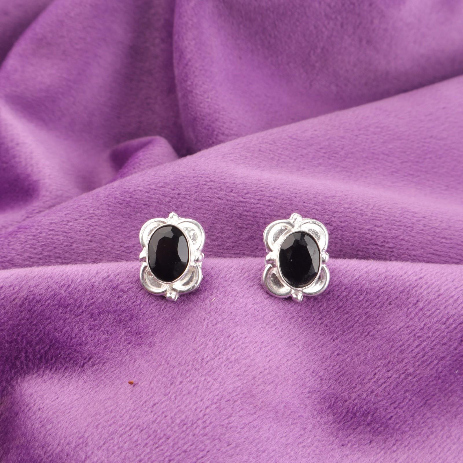 

Овальные серьги-пусеты с черным ониксом, чакра корня, ювелирные изделия из серебра 925 пробы EE-149-6