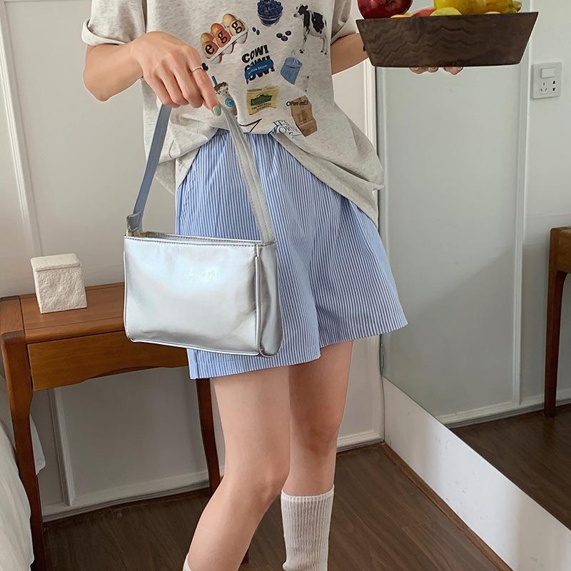 Niche Design Silver Armpit Bag Fashionable Commuter Versatile Soft Leather Fashionable Portable Shoulder Bag