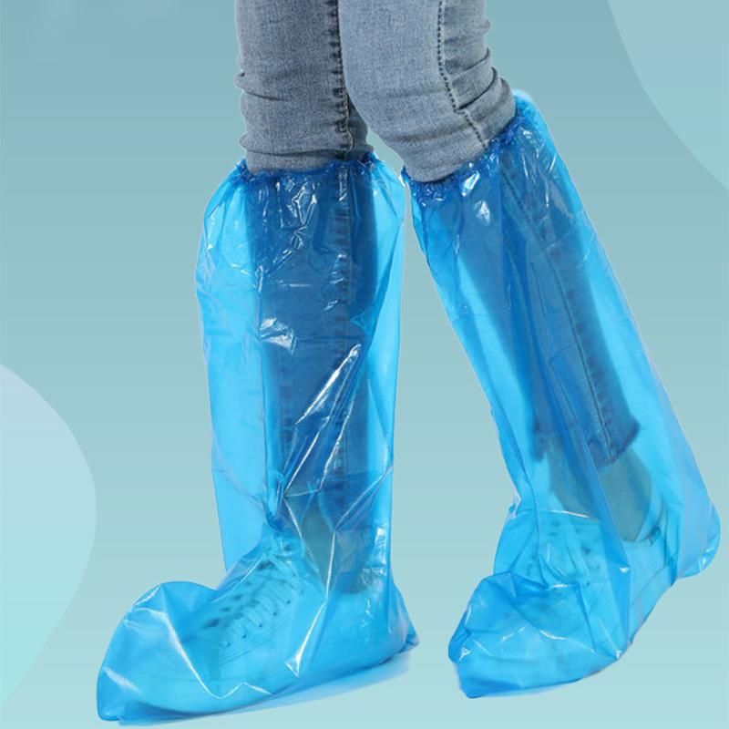 10 Paar Langlebige Wasserdichte Einweg-Regen-Überschuhe Hohe Stiefel Wasserdicht und Verschmutzungsschutz Rutschfestes PE-Material