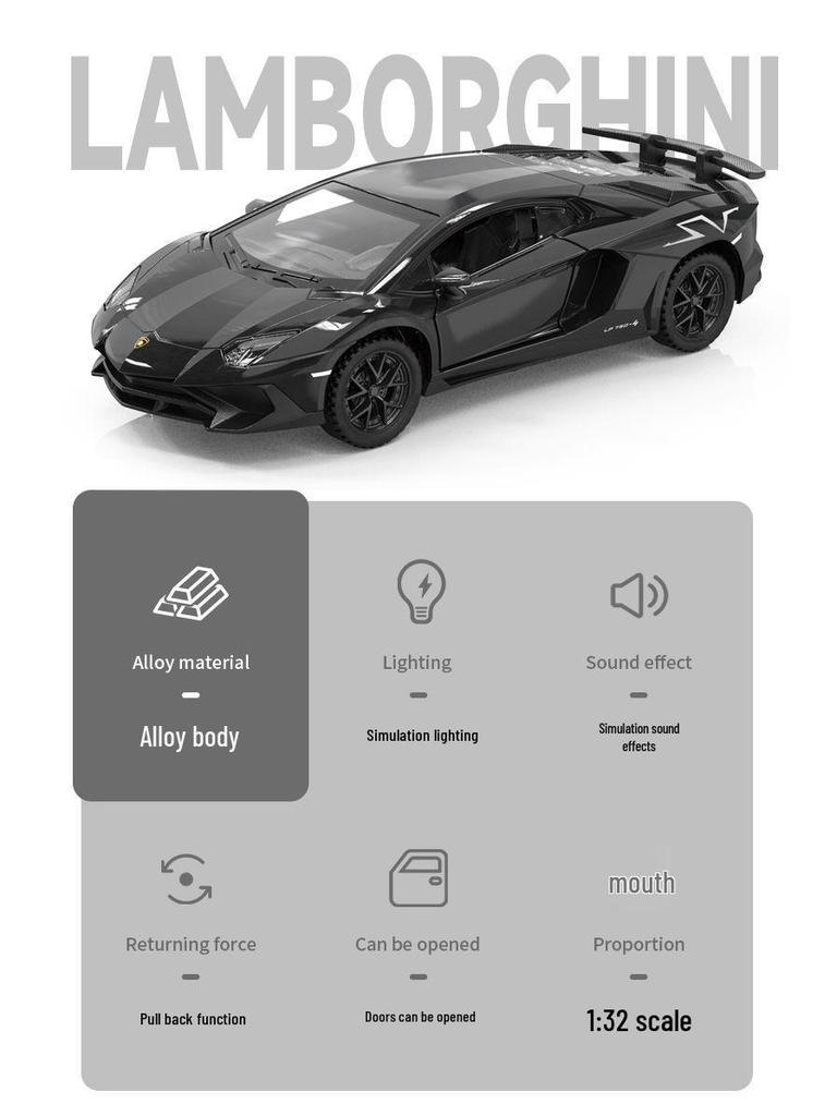 1:32 Lamborghini 750-4 Alloy Two-Door Pull-Back Off-Road Sports Car Model Toy