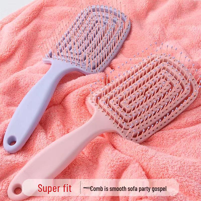 

Портативная пушистая расческа для укладки волос в форме спинки для девочек - Полая конструкция и массаж кожи головы Peach Pink