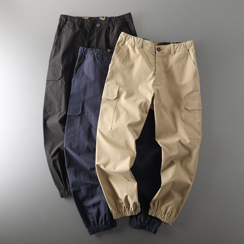 Export Tail Single Men's Label Cutting American Retro Quick-Drying Function Cargo Pants Trendy Ankle Banded Pants Export Casual Pants